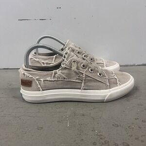 Blowfish Malibu Play Distressed Canvas Sneakers Gray Women's Size 7 Slip On